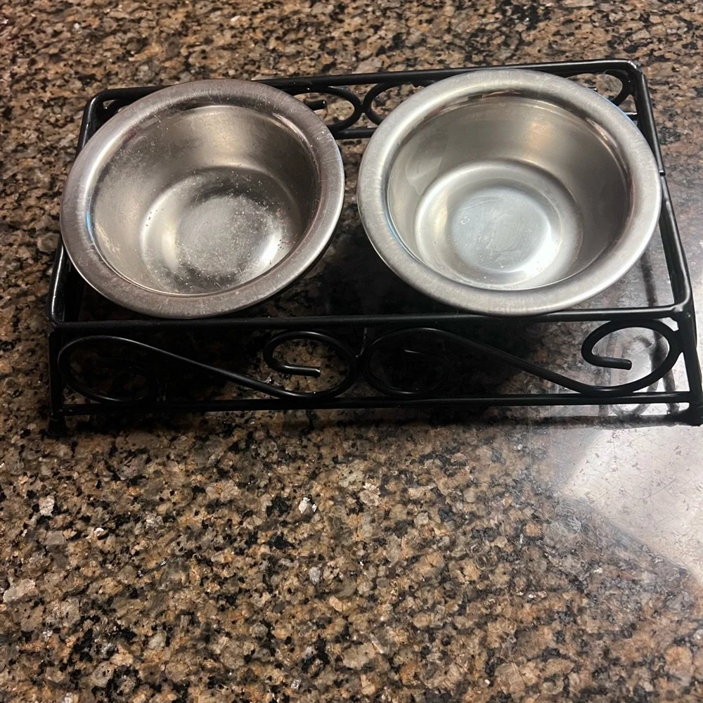 Stainless Steel Pet Bowls with Black Stand